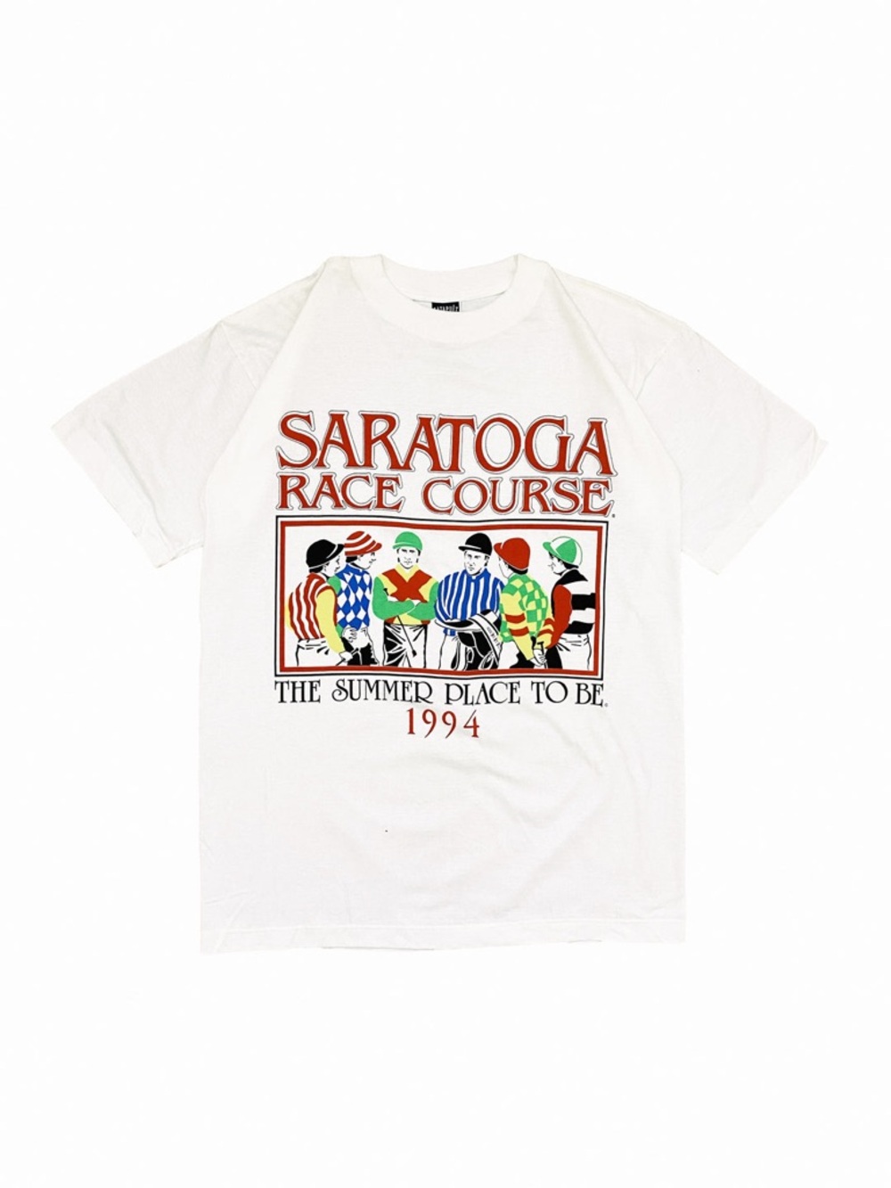 VTG 90s Saratoga Race Track The Summer Place To Be Horse White T-Shirt 1994 LG